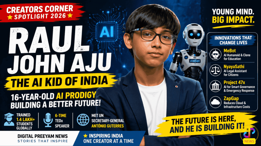 Raul-John-Aju-The-AI-Kid-of-India-Revolutionizing-Innovation-at-Just-16 -Creators-Corner-Spotlight-2026-Digital-Preeyam-News